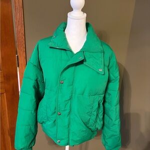 Free People Green Puffer Jacket